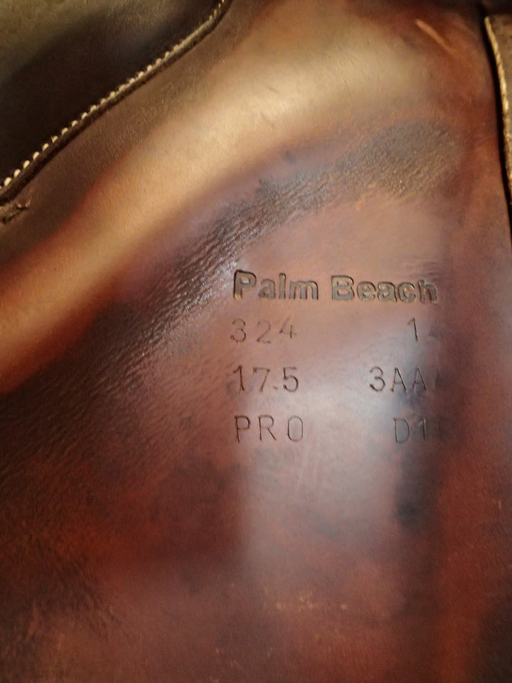 17.5" Voltaire Palm Beach Saddle - Full Buffalo - 2014 - 3AA Flaps - 4.75" dot to dot - Wool Flocked