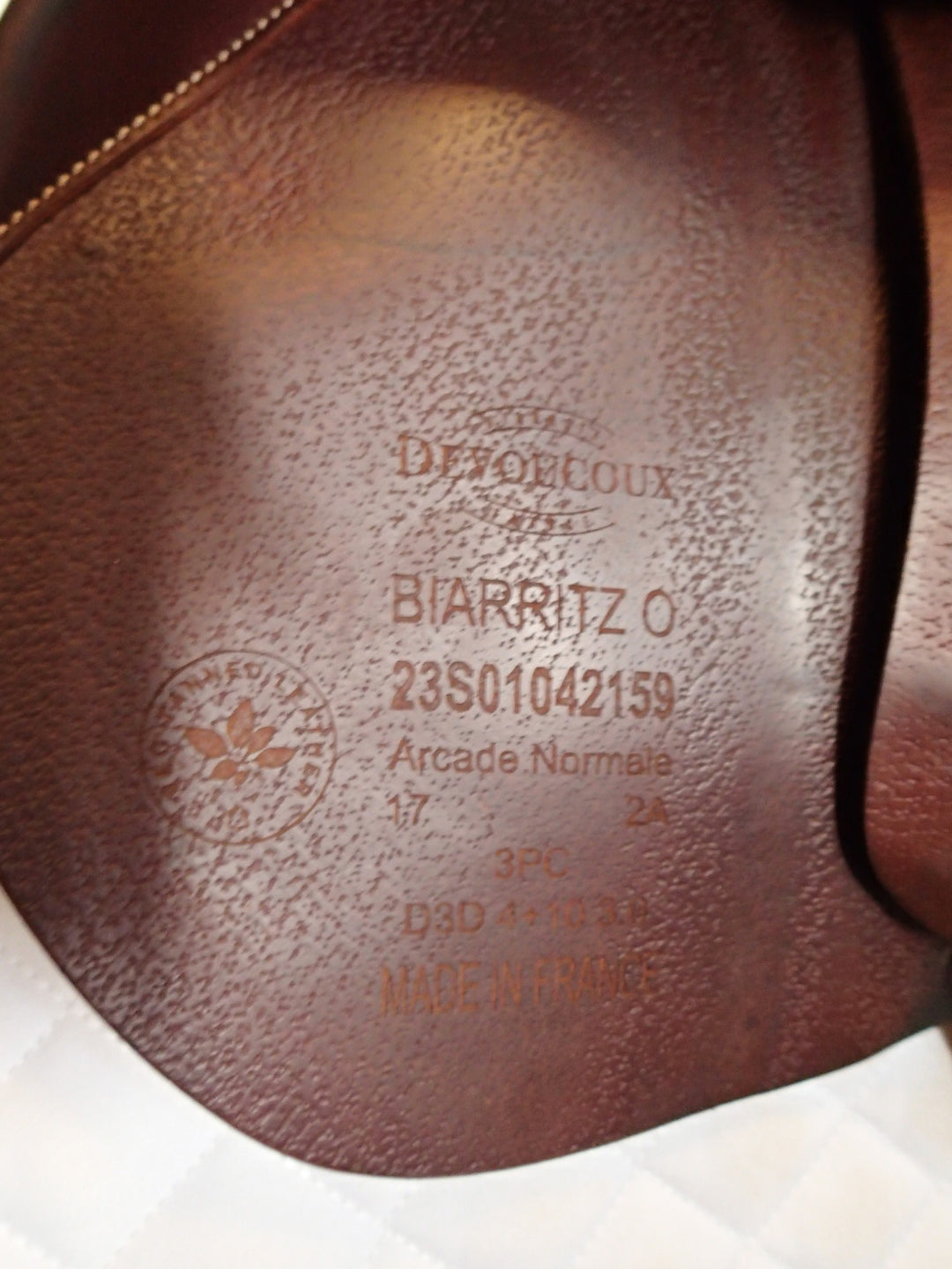 17" Devoucoux Biarritz O Saddle - 2023 - 2A Flaps - 4.75" dot to dot