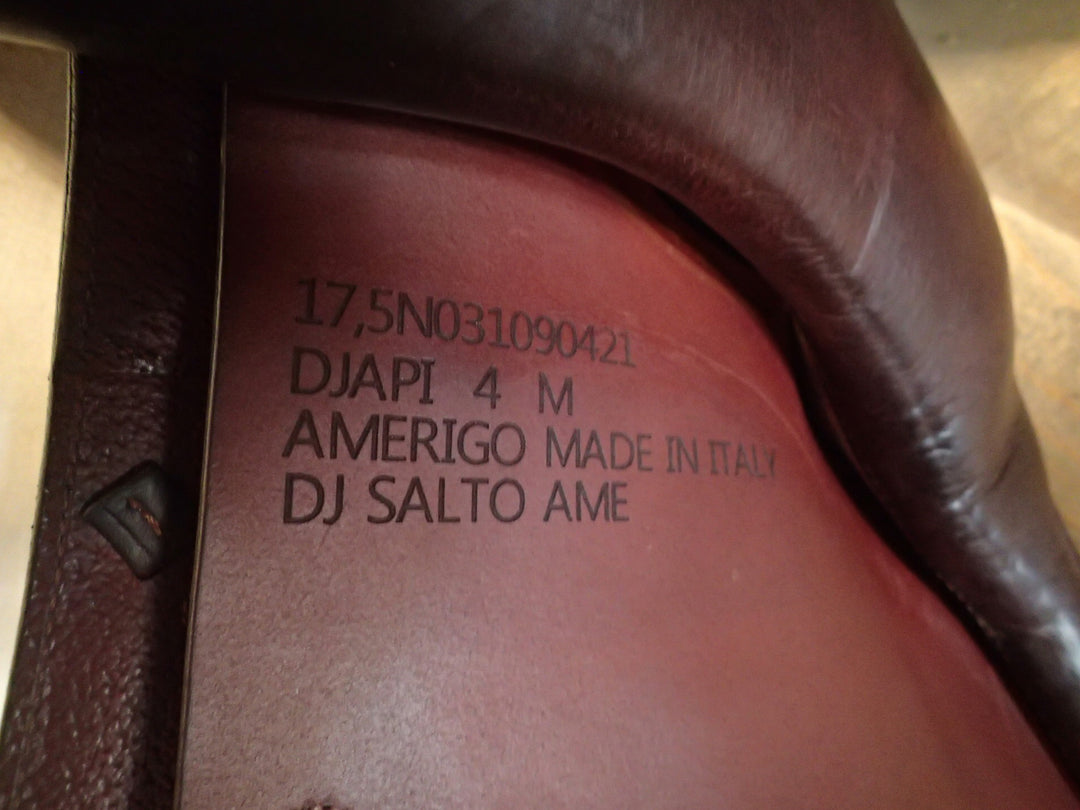 17.5" Amerigo Pinerolo DJ Salto Saddle - Full Buffalo - 2021 - Wool Flocked - 4.75" dot to dot (329)