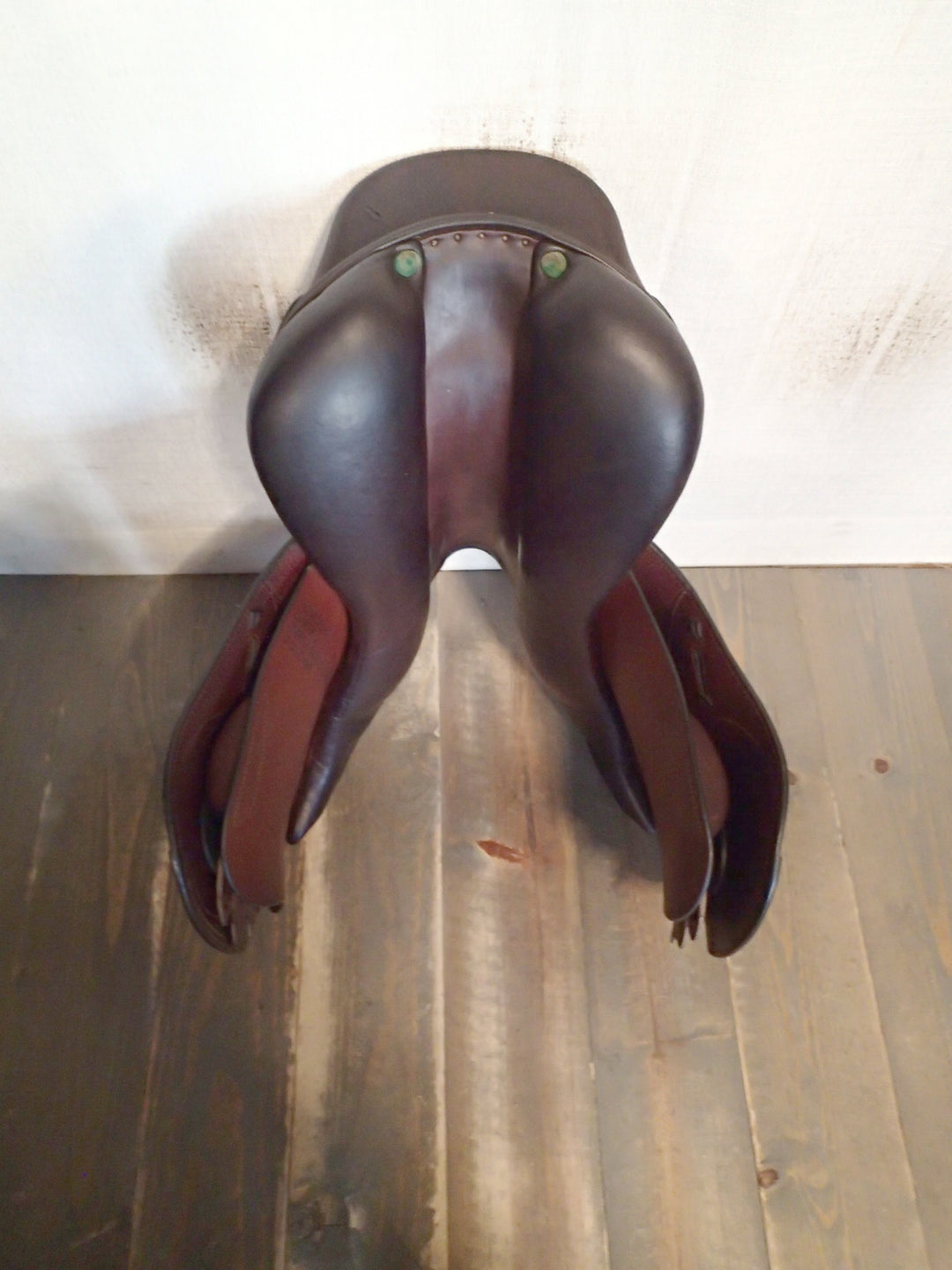 17.5" Amerigo Pinerolo DJ Salto Saddle - Full Buffalo - 2021 - Wool Flocked - 4.75" dot to dot (329)