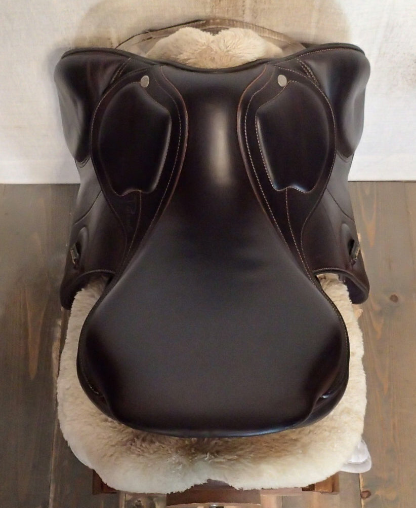 17.5" Amerigo Pinerolo DJ Salto Saddle - Full Buffalo - 2021 - Wool Flocked - 4.75" dot to dot (329)