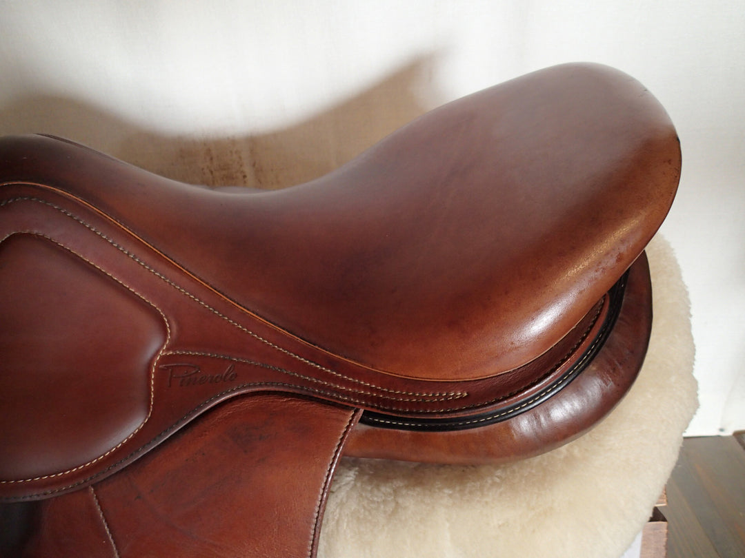 17.5" Amerigo Pinerolo Close Contact Jump Saddle - Full Buffalo - Wool Flocked - 2015 - 5" dot to dot