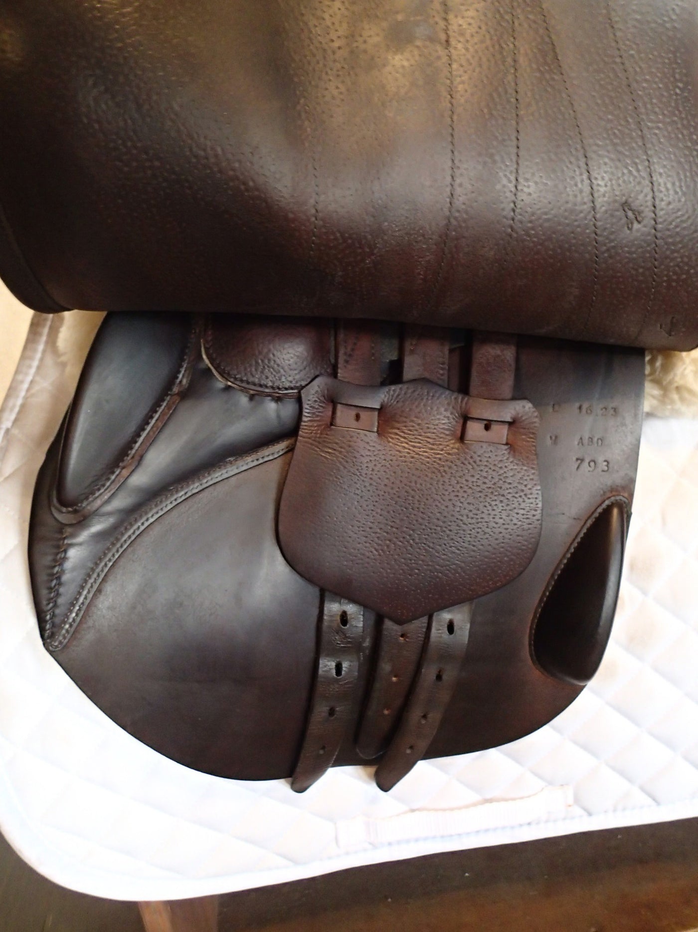 16" Butet Premium Saddle - Wool Flocked - 2016 - Full Calfskin - L Seat - 2 Flaps - 4.5" dot to dot