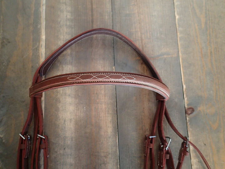 Devoucoux Fancy Stitched Monocrown Anatomic Bridle - NEW - Size 2